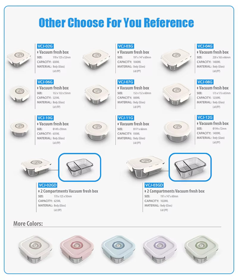 Square Glass Food Storage Containers with Lids Airtight Large Reusable Leak Proof BPA Free Food Prep Containers with Vacuum Pump