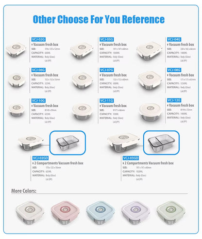 Square Glass Food Storage Containers with Lids Airtight Large Reusable Leak Proof BPA Free Food Prep Containers with Vacuum Pump