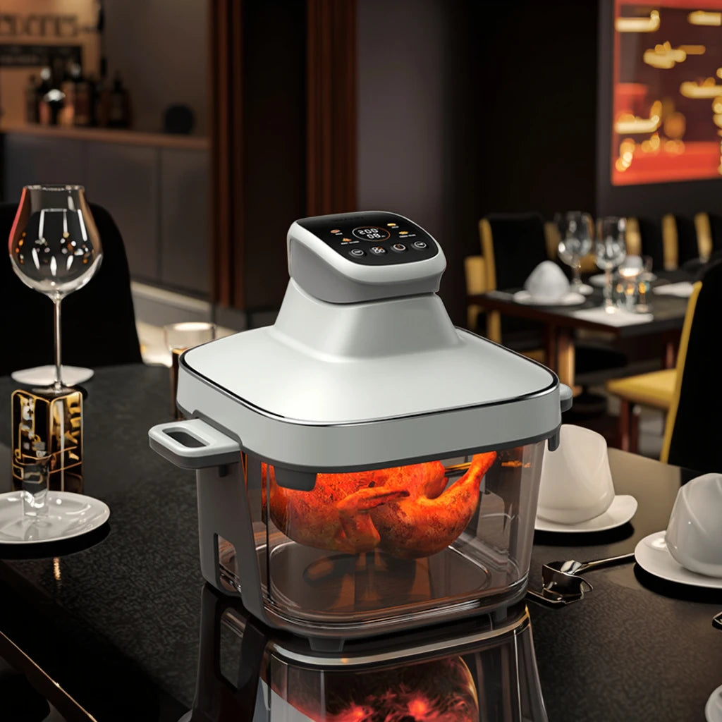 Digital Smart Non-Toxic Air Fryer Thermostat Glass Bowl Portable Turbo Deep Fryer