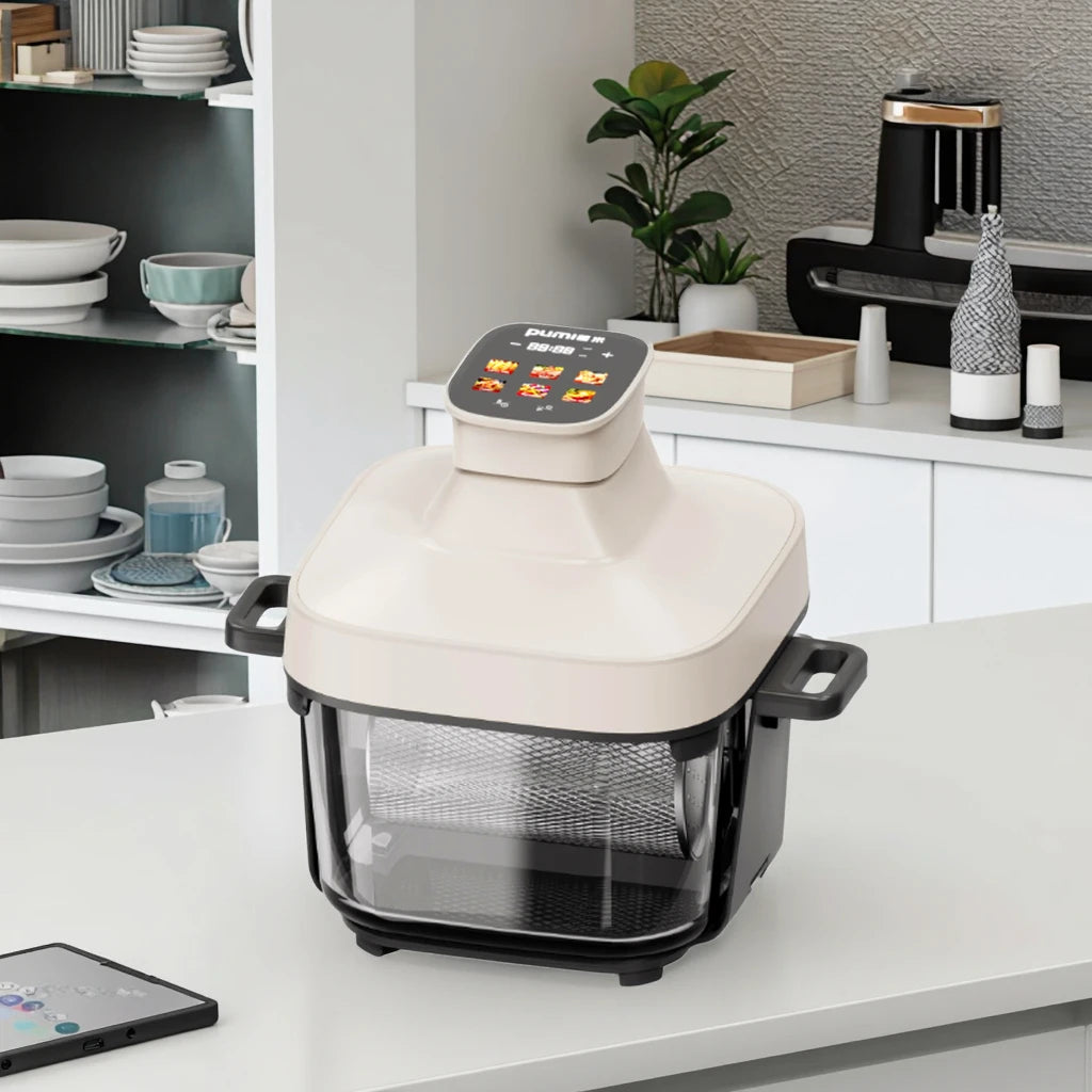 Digital Smart Non-Toxic Air Fryer Thermostat Glass Bowl Portable Turbo Deep Fryer