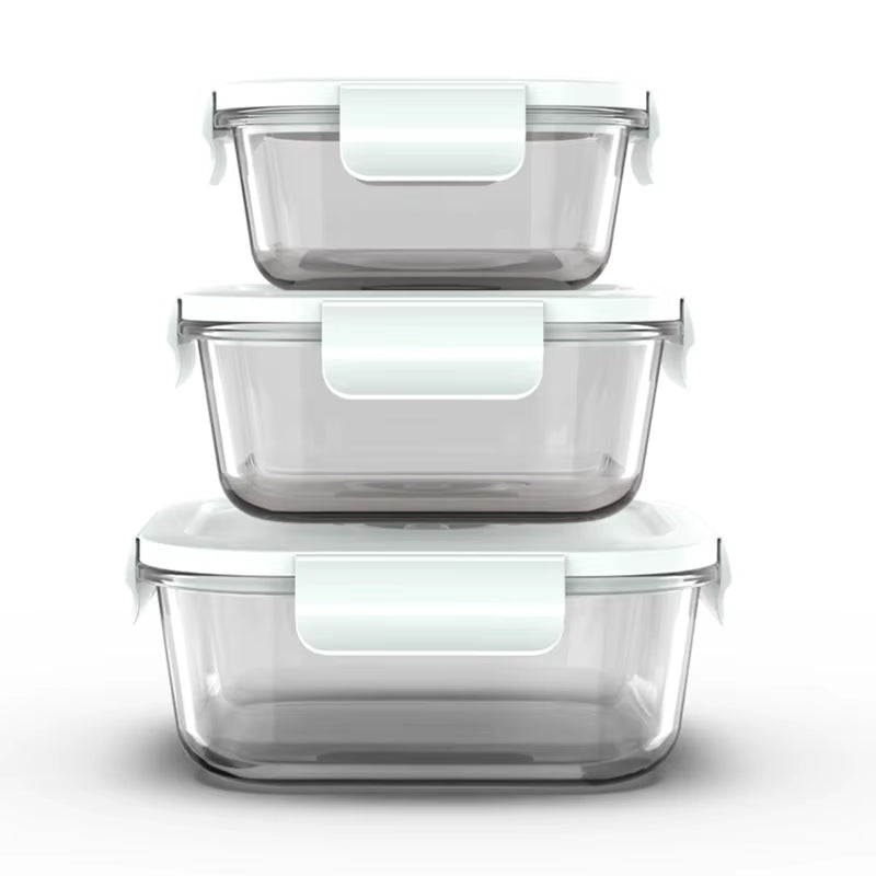 Square Glass Food Storage Containers with Lids Airtight Large Reusable Leak Proof BPA Free Food Prep Containers with Vacuum Pump